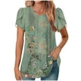 thumbnail image 1 of HAPIMO Women' Plus Size Crew Neck Tees Summer Tops for Women Flower Print Tops Flowy Elegant Pleated Blouses Fashion Clothes Casual Loose Dressy Tunic Multicolor XL, 1 of 6