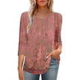 thumbnail image 1 of HAPIMO Women' Plus Size Elegant Pleated Blouses Round Neck Tees Flowy Casual Loose Fashion Clothes Flower Print Tops Summer Tops for Women Dressy Tunic Multicolor L, 1 of 9