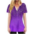 thumbnail image 1 of HAPIMO Women' Plus Size Fashion Clothes Flower Print Tops V-Neck Tees Flowy Casual Loose Elegant Blouses Summer Tops for Women Dressy Tunic Purple S, 1 of 9