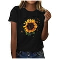 thumbnail image 1 of HAPIMO Women' Plus Size Flower Graphic Bsaic Tees Fashion Clothes Summer Tops for Women Elegant Blouses Round Neck Tees Casual Loose Dressy Tunic Black XXXL, 1 of 4