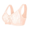 thumbnail image 1 of HAPIMO Women Plus Size Front Closure Bra Wide Straps V Neckline Lace Overlay Full Coverage Support For Comfortable Wear Beige 46, 1 of 6