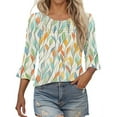 thumbnail image 1 of HAPIMO Women' Plus Size Round Neck Tees Flowy Summer Tops for Women Fashion Clothes Casual Loose Elegant Blouses Flower Print Tops Dressy Tunic Multicolor M, 1 of 6