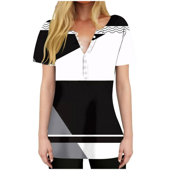 HAPIMO Women' Plus Size Summer Tops for Women V-Neck Tees Casual Loose Flowy Fashion Clothes Flower Print Tops Elegant Blouses Dressy Tunic Multicolor XXL