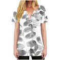 thumbnail image 1 of HAPIMO Women' Plus Size Summer Tops for Women V-Neck Tees Elegant Blouses Casual Loose Flowy Flower Print Tops Fashion Clothes Dressy Tunic Gray XL, 1 of 9