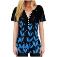 thumbnail image 1 of HAPIMO Women' Plus Size Summer Tops for Women V-Neck Tees Fashion Clothes Flowy Elegant Blouses Flower Print Tops Casual Loose Dressy Tunic Blue XL, 1 of 9