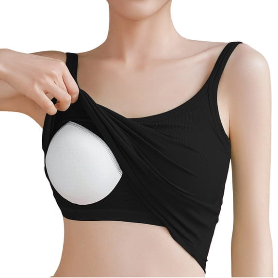 HAPIMO Women Ruched Padded Cami Top For Built In Support And Trendy Casual Looks Black L