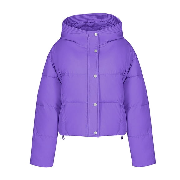 HAPIMO Women'S Hooded Puffer Jacket Winter Zip Up Quilted Coat Packable Lightweight Padded Jackets Pockets Purple L