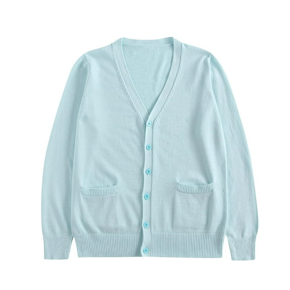 HAPIMO Women'S Knit Cardigan Sweaters Fall Fashion Long Sleeve Open Front Button Trendy Casual Sweater Jacket V Neck Pockets Cotton Coats Blue S