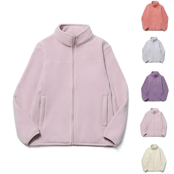HAPIMO Women'S Lightweight Warm Zip Up Long-Sleeve Soft Polar Fleece Jacket for Fall Winter Thicken Coat Beige L