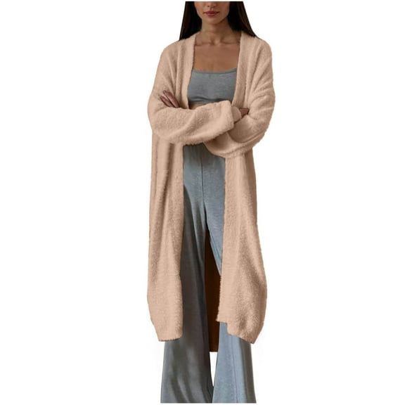 HAPIMO Women'S Midi Knit Cardigan Sweaters Fall Fashion Long Sleeve Open Front Trendy Casual Sweater Jacket V Neck Coats Yellow M