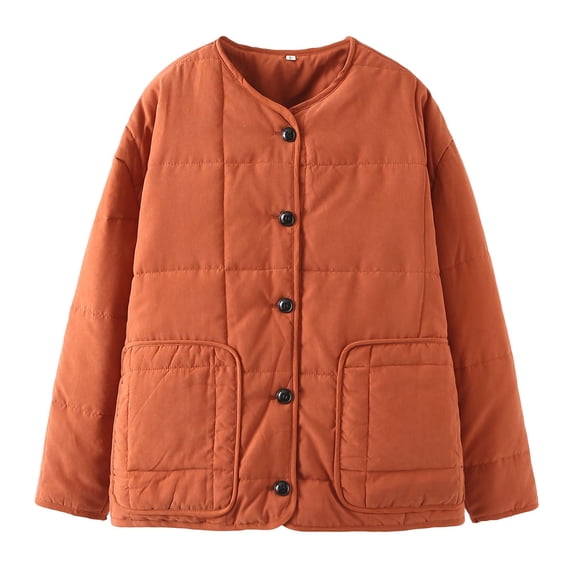 HAPIMO Women'S Plus Size Oversized Splice Quilted Lightweight Puffer Jacket Casual Padded Coat Pockets Winter Workout Orange M