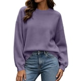 Long Ribs HAPIMO Women Sweatshirt Long Sleeve Pullover Crew Neck Drop Shoulder ...