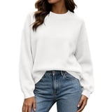 Long Ribs HAPIMO Women Sweatshirt Long Sleeve Pullover Crew Neck Drop Shoulder ...