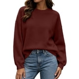 Long Ribs HAPIMO Women Sweatshirt Long Sleeve Pullover Crew Neck Drop Shoulder ...