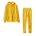 thumbnail image 1 of HAPIMO Women Two Piece Outfits Long Sleeve Drawstring Hoodies Sweatpants Active Joggers Pants Tracksuit Lounge Set with Pocket Yellow XXL, 1 of 4