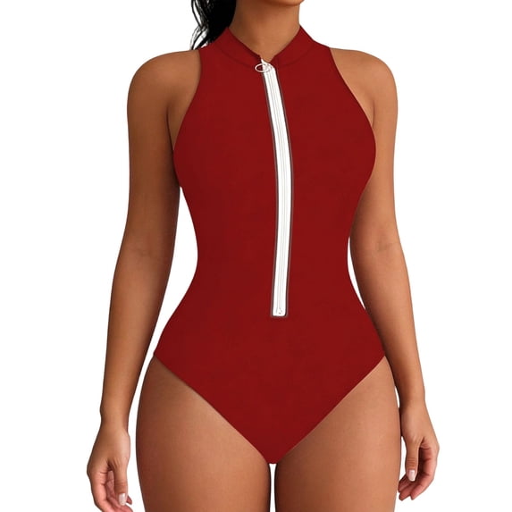 HAPIMO Women's 1Piece Swimsuit Flexible Material For Look For Beach Outings For Water Sports Red XL