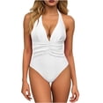 thumbnail image 1 of HAPIMO Women's 1Piece Swimsuit Modest Coverage Slimming Design Open Back Padded Cups For Beach Vacation And Pool Days White XL, 1 of 5