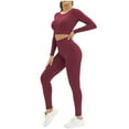 thumbnail image 1 of HAPIMO Women's 2 PCS Workout Sets Plus Size Yoga Clothing Suit Set Tracksuit Running Winter Fitness Clothing Womens Bib Women Wine S, 1 of 6