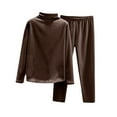 thumbnail image 1 of HAPIMO Women's 2 Piece Set Outfits Lounge Sets Soft Comfy Fleece Top Long Sleeve High Neck Homewear 3/4 Long Pant Fall Winter Warm Sweatsuits Coffee XL, 1 of 6