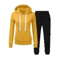thumbnail image 1 of HAPIMO Women's 2pc Tracksuit Loose Sweatsuit Solid Zipper-Up Pullover Girls Fall Spring Long Sleeve Hooded Jacket Shirts Elastic Waist Pants Sports Casual Relaxed Yellow XXL, 1 of 2