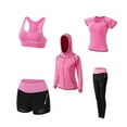 thumbnail image 1 of HAPIMO Women's 5 PCS Workout Sets Plus Size Yoga Clothing Suit Set Tracksuit Running Winter Fitness Clothing Womens Bib Woman Pink XXL, 1 of 5