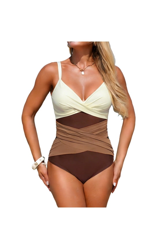 Women's Bikini Set Athletic Slimming Design Suitable For Resort And Spa Trips Flexible Material For Style Coffee S