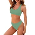 thumbnail image 1 of HAPIMO Women's Bikini Set Open Back For Water Sports For Beach Vacation And Pool Days Ideal For Summer Water Army Green L, 1 of 9