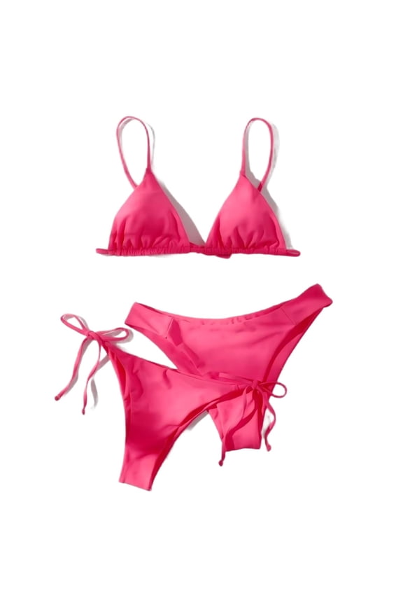 Women's Bikini Set Open Back Padded Cups Comfortable For All Day Wear Durable Fabric For Long Term Use Hot Pink L