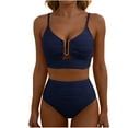 thumbnail image 1 of HAPIMO Women's Bikini Set V Neck Durable Fabric For Long Term Use Stylish Design For Leisure Time Style Navy XXL, 1 of 5