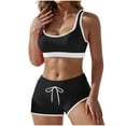 thumbnail image 1 of HAPIMO Women's Bikini Sets Two Piece Sporty Bathing Suits Wide Strap Sports Top with Boyshorts Summer Beach Swimwear for Girls Black S, 1 of 8
