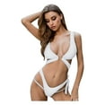 thumbnail image 1 of HAPIMO Women's Bikini Swimsuit Solid Color Beachwear Cross Strap Triangle Swimwear Sets Circle Ring Bandage Bathing Suit Summer Seaside Clothes for Girls Rollbacks White XL, 1 of 8