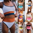 thumbnail image 1 of HAPIMO Women's Bikini Swimsuit Summer Seaside Clothes for Girls Color Block Beachwear Tank Top Bathing Suit Triangle Ribbed Swimwear Sets Savings Purple XL, 1 of 6