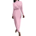 thumbnail image 1 of HAPIMO Women's Bodycon Maxi Evening Dress Solid Color Elegant Casual High Waist Long Sleeve Spring High Neck Trendy Pink S, 1 of 6