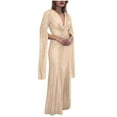 thumbnail image 1 of HAPIMO Women's Bodycon Maxi Evening Dress Solid Sequins Shiny V Neck Elegant Formal Cocktail Wedding Trendy Long Sleeve Spring Beige S, 1 of 6
