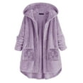 thumbnail image 1 of HAPIMO Women's Button Up Hoodie Shackets Fall Loose Jackets Pajamas Long Sleeve Outwear Pockets Casual Warm Soft Fleece Midi Coat Winter Outfits Fashion Purple XL, 1 of 6