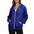 thumbnail image 1 of HAPIMO Women's Cardigan Hoodies Long Sleeve Zip Up Hooded Sweatshirts Casual Workout Pullover Tops Solid Pocket Hoodies Fall Trendy Clothes Blue S, 1 of 7