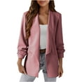 thumbnail image 1 of HAPIMO Women's Cardigan Suit Jacket Loose Long Sleeve Lapel Collar Jackets Solid Pocket Blazers Business Casual Office Work Blazer Pink XL, 1 of 8