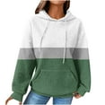 thumbnail image 1 of HAPIMO Women's Casual Cotton Linen Loose Waffle Shirts with Pockets Crew Neck Pullovers Drawstring Color Block Tops Fashion Long Sleeve Hoodies Sweatshirts Outfits Green S, 1 of 6