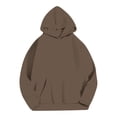 thumbnail image 1 of HAPIMO Women's Casual Hooded Sweatshirts Relaxed Fit Long Sleeve Pullover Tops Fall Fashion Warm Hoodies Solid Kangaroo Pocket Sweatshirts Brown L, 1 of 6