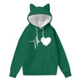 thumbnail image 1 of HAPIMO Women's Cat Ear Hoodies Y2K Cute Printed Sweatshirt Loose Fit Long Sleeve Pullover Tops Spring Fall Fashion Sweatshirts Army Green XXL, 1 of 4