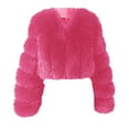 thumbnail image 1 of HAPIMO Women's Clod Weather Coat Winter Fluffy Faux Fur Warm Outerwear Coat Cropped Coat Relaxed Fit Long Sleeve Open Front Solid Trendy Jacket Hot Pink L, 1 of 4