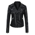 thumbnail image 1 of HAPIMO Women's Coat Casual Short Biker Jackets Fashion Loose Leather Jackets Motocycle Winter Outfits Long Sleeve Outwear Pockets Turn Down Collar Zip Up Fall Black XXL, 1 of 8