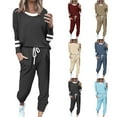 thumbnail image 1 of HAPIMO Women's Color Block Two Piece Pajamas Set Casual Long Sleeve Sweatshirt with Long Pants Loungewear Outfits Tracksuits Beige L, 1 of 5