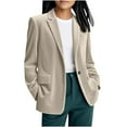 thumbnail image 1 of HAPIMO Women's Corduroy Suit Jacket Casual Long Sleeve Lapel Collar Cardigan Blazer Solid Pocket One Button Jacket Business Office Workout Clothes Beige M, 1 of 6
