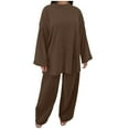thumbnail image 1 of HAPIMO Women's Corduroy Tracksuits Pants Sets Clearance Casual Relaxed Workout Activewear Solid Color Tees Spring Fashion Girls Long Sleeve Shirts Crew Neck Blouse Coffee S, 1 of 6