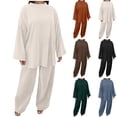 thumbnail image 1 of HAPIMO Women's Corduroy Tracksuits Pants Sets Clearance Casual Relaxed Workout Activewear Solid Color Tees Spring Fashion Girls Long Sleeve Shirts Crew Neck Blouse Beige L, 1 of 6