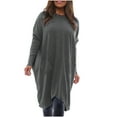 thumbnail image 1 of HAPIMO Women's Cotton Lined Knee Length Dress Loose Pajamas with Pocket Solid Color Long Sleeve Round Neck Elegant Casual Trendy Spring Gray S, 1 of 7