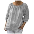 thumbnail image 1 of HAPIMO Women's Cotton Linen Elegant Shirts Clothing Fashion Autumn Spring Girls Long Sleeve Shirts Off Shoulder Neck Casual Relaxed Solid Tees Gray XXXXL, 1 of 6