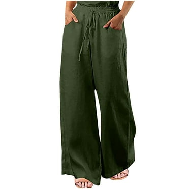 HAPIMO Capri Cotton Linen Pants Pocket for Women Trendy Clothes Solid ...