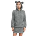 thumbnail image 1 of HAPIMO Women's Cute Teddy Bear Ears Hoodies Loose Long Sleeve Tops Solid Long Sweatshirts Casual Fleece Homewear Comfy Sleepwear Dark Gray M, 1 of 9